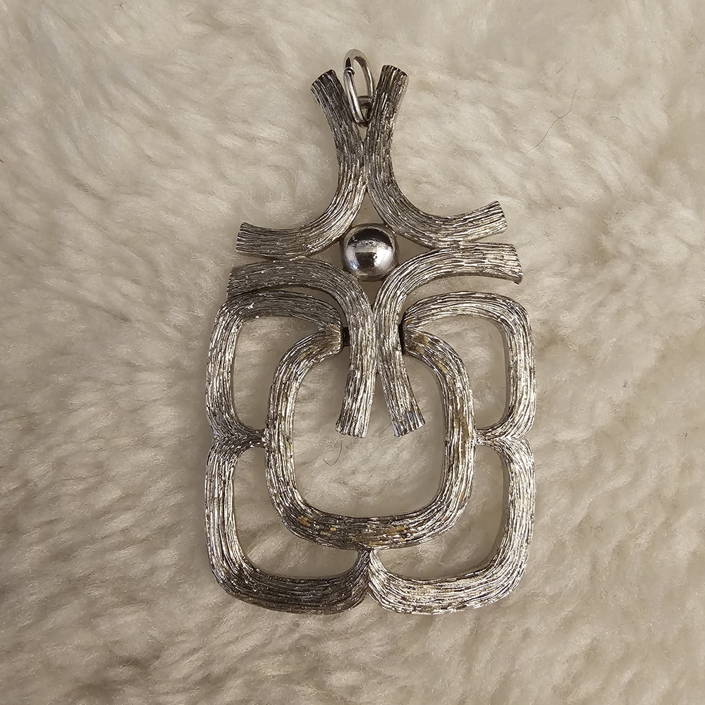 Vintage Silver-tone Avon Modernist Pendant (only)